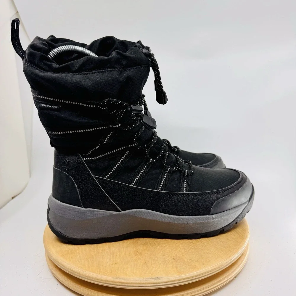 Lands End Squall Packable Snow Boots Women's 8‎ Black Insulated Winter